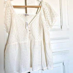Madewell Cream Eyelet Peplum blouse, almost new